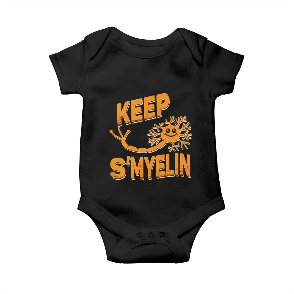 Multiple Sclerosis Awareness Baby Onesie Orange Ribbon Keep S'Myelin MS Warrior TS10 Black Print Your Wear