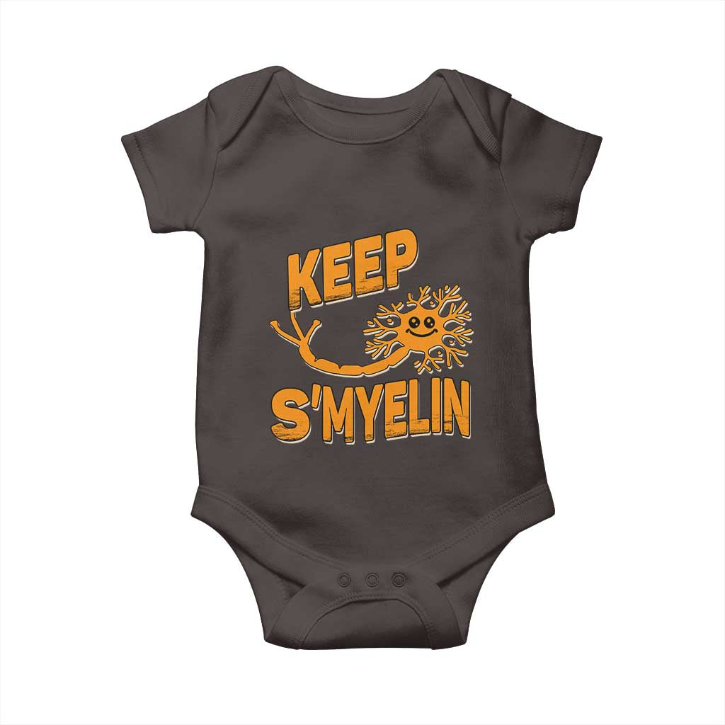Multiple Sclerosis Awareness Baby Onesie Orange Ribbon Keep S'Myelin MS Warrior TS10 Dark Chocolate Print Your Wear