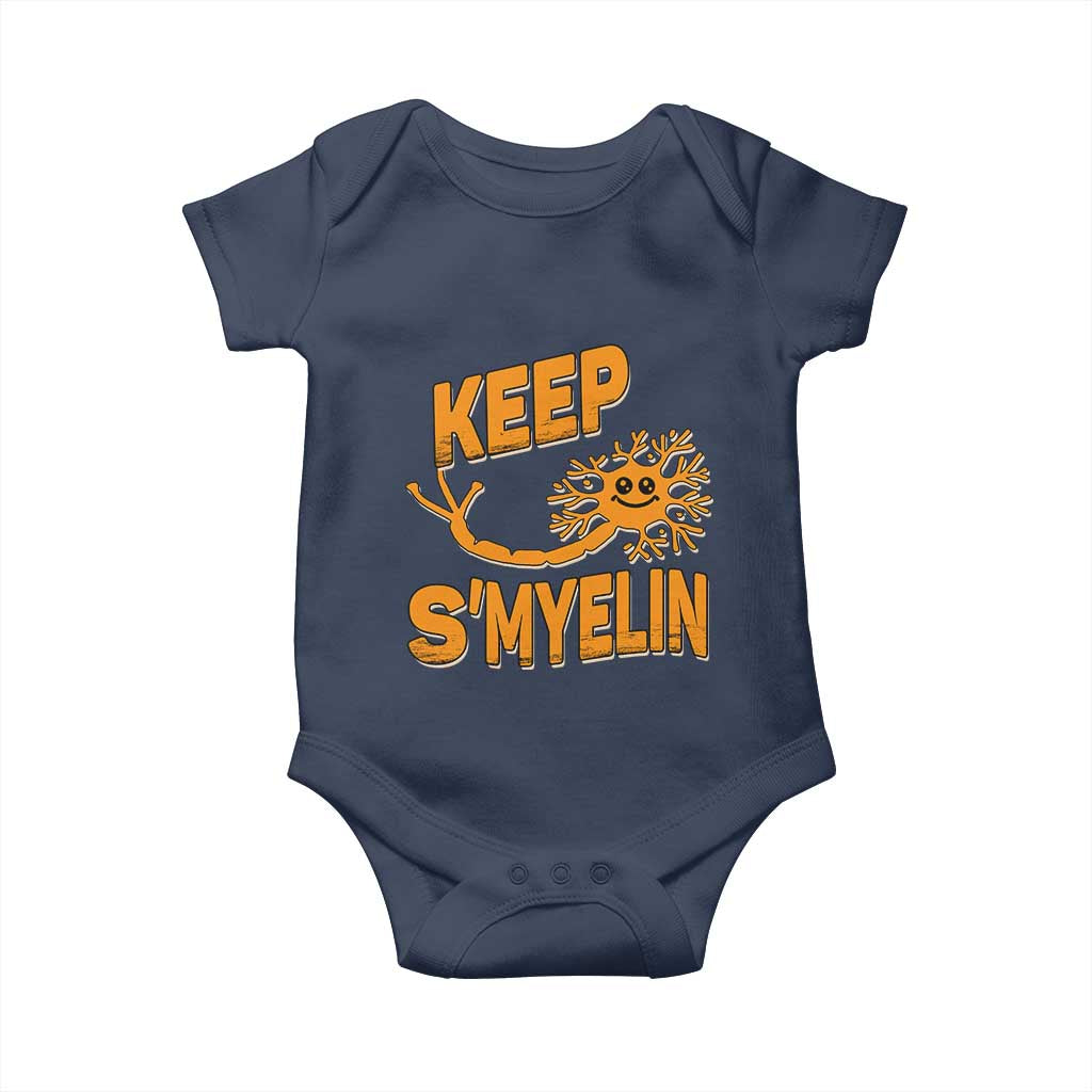 Multiple Sclerosis Awareness Baby Onesie Orange Ribbon Keep S'Myelin MS Warrior TS10 Navy Print Your Wear