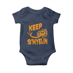 Multiple Sclerosis Awareness Baby Onesie Orange Ribbon Keep S'Myelin MS Warrior TS10 Navy Print Your Wear