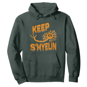 Multiple Sclerosis Awareness Hoodie Orange Ribbon Keep S'Myelin MS Warrior TS10 Dark Forest Green Print Your Wear