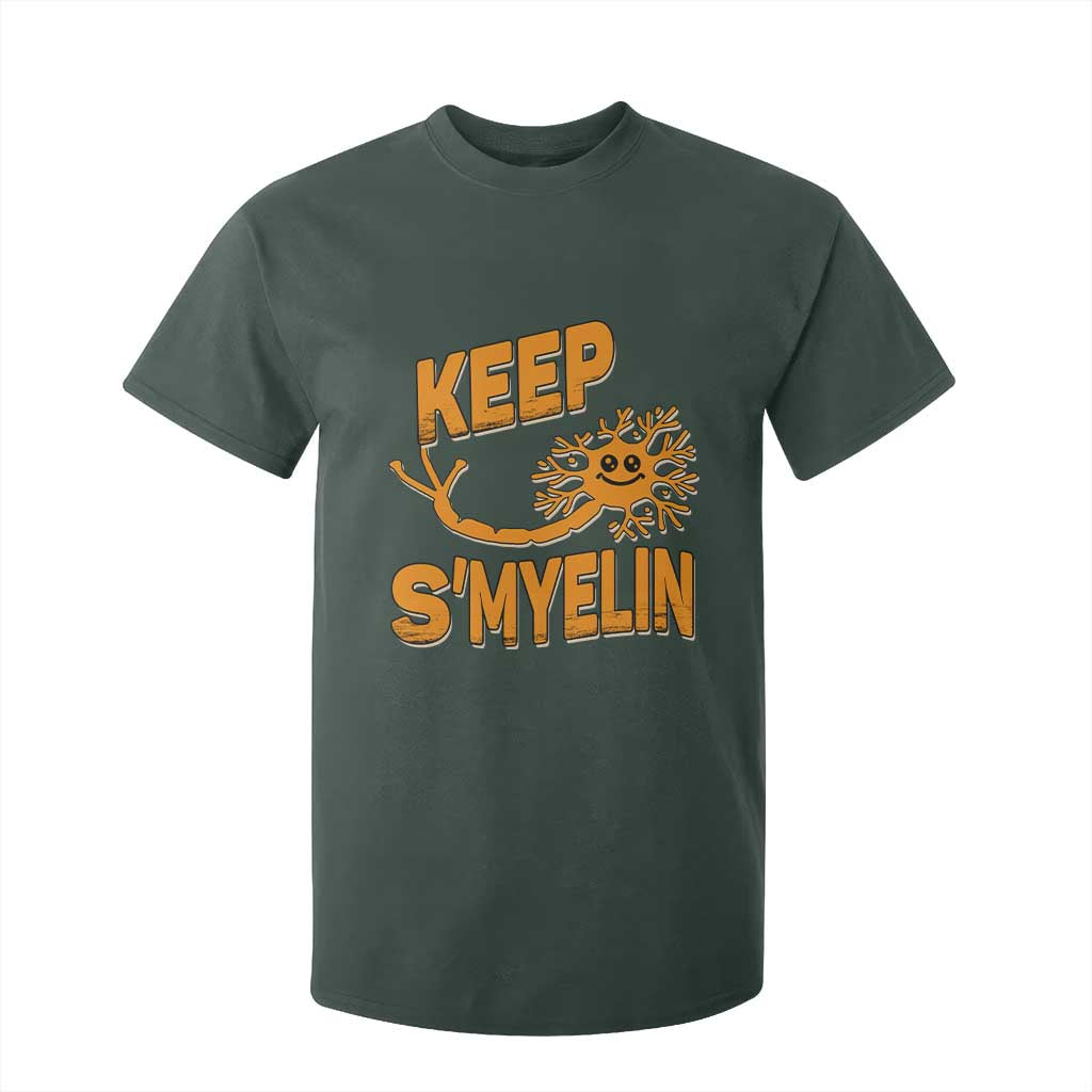 Multiple Sclerosis Awareness T Shirt For Kid Orange Ribbon Keep S'Myelin MS Warrior TS10 Dark Forest Green Print Your Wear
