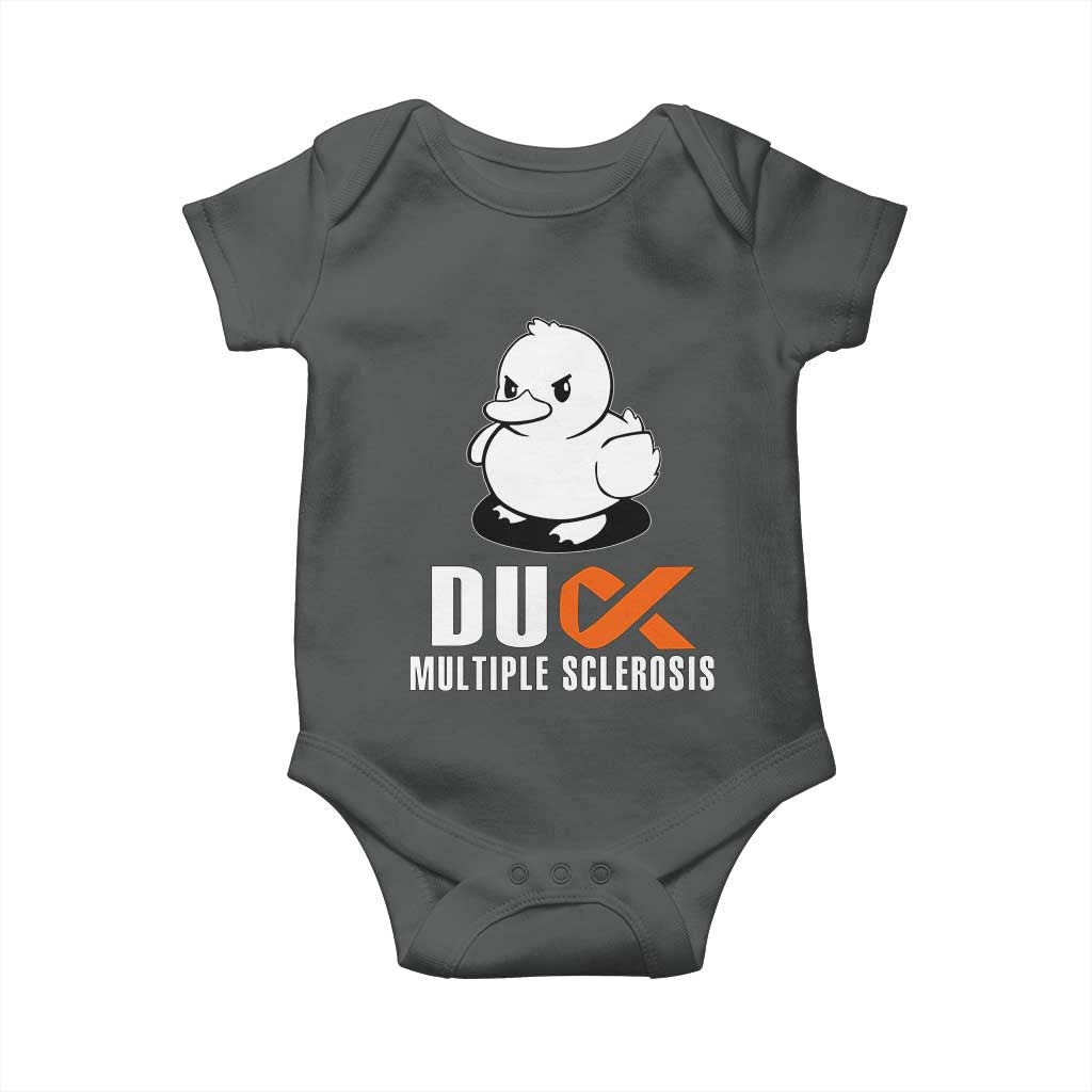 Duck Multiple Sclerosis Awareness Baby Onesie Orange Ribbon MS Support Squad TS10 Dark Heather Print Your Wear