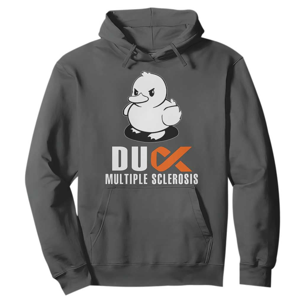 Duck Multiple Sclerosis Awareness Hoodie Orange Ribbon MS Support Squad TS10 Dark Heather Print Your Wear