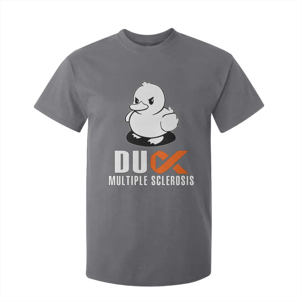 Duck Multiple Sclerosis Awareness T Shirt For Kid Orange Ribbon MS Support Squad TS10 Charcoal Print Your Wear