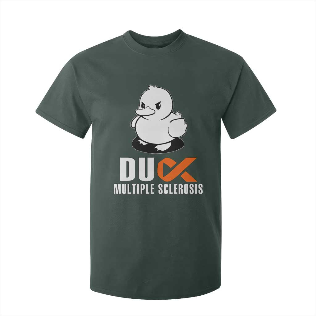 Duck Multiple Sclerosis Awareness T Shirt For Kid Orange Ribbon MS Support Squad TS10 Dark Forest Green Print Your Wear