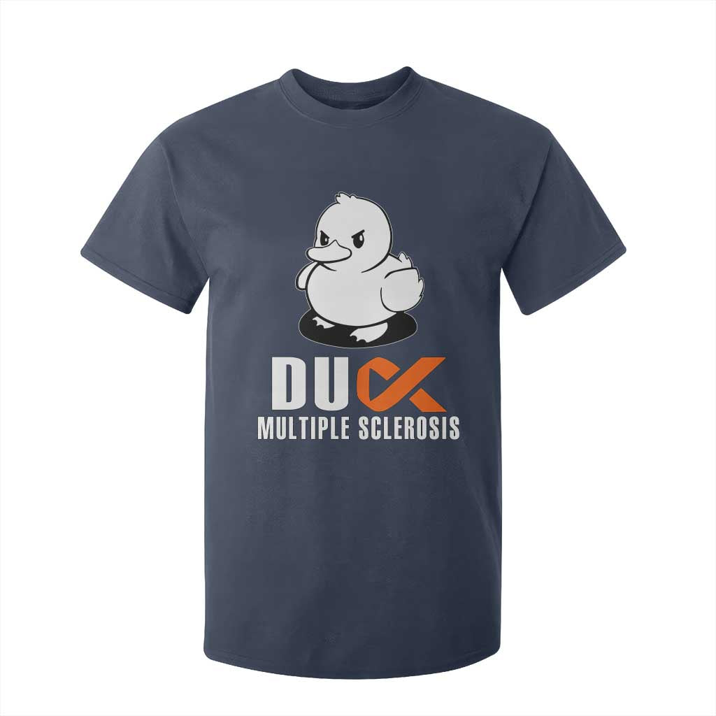 Duck Multiple Sclerosis Awareness T Shirt For Kid Orange Ribbon MS Support Squad TS10 Navy Print Your Wear