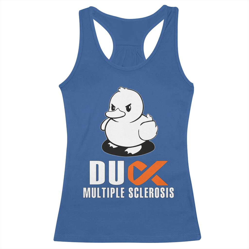 Duck Multiple Sclerosis Awareness Racerback Tank Top Orange Ribbon MS Support Squad TS10 Royal Blue Print Your Wear