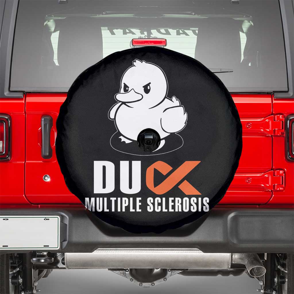 Duck Multiple Sclerosis Awareness Spare Tire Cover Orange Ribbon MS Support Squad TS10 Black Print Your Wear