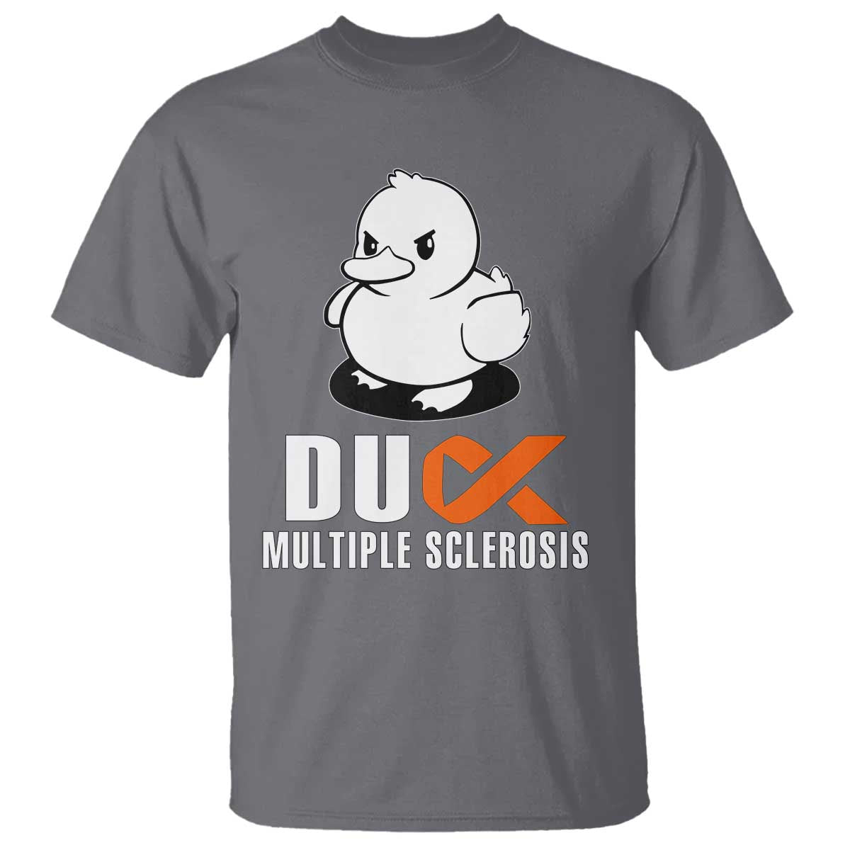 Duck Multiple Sclerosis Awareness T Shirt Orange Ribbon MS Support Squad TS10 Charcoal Print Your Wear