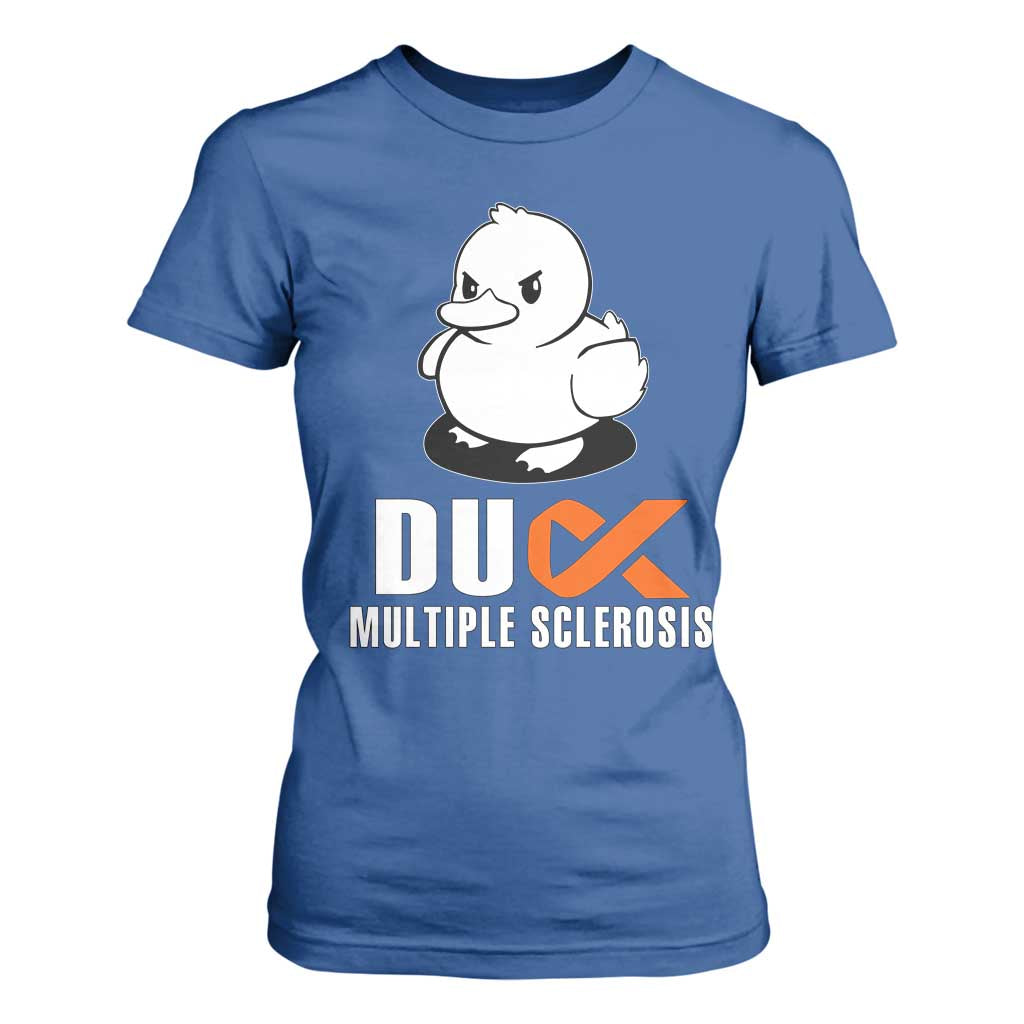 Duck Multiple Sclerosis Awareness T Shirt For Women Orange Ribbon MS Support Squad TS10 Royal Blue Print Your Wear