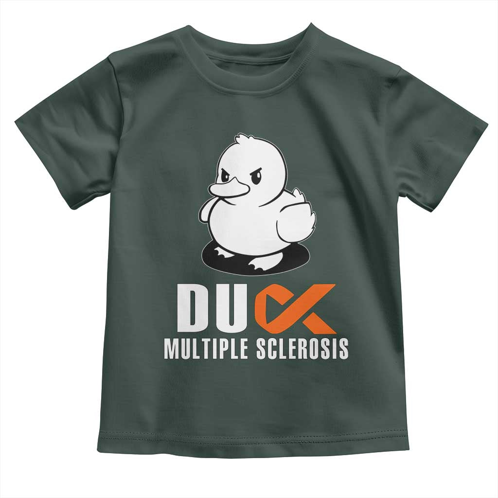 Duck Multiple Sclerosis Awareness Toddler T Shirt Orange Ribbon MS Support Squad TS10 Dark Forest Green Print Your Wear