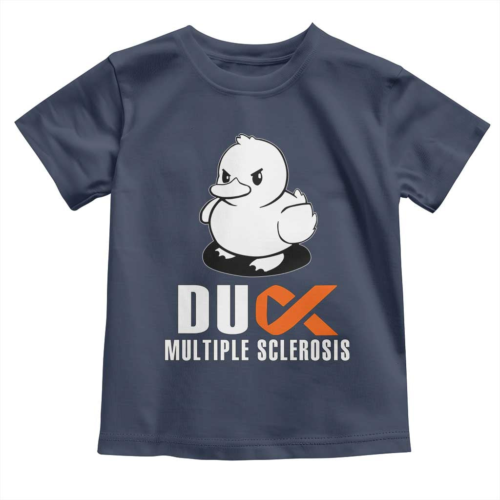 Duck Multiple Sclerosis Awareness Toddler T Shirt Orange Ribbon MS Support Squad TS10 Navy Print Your Wear