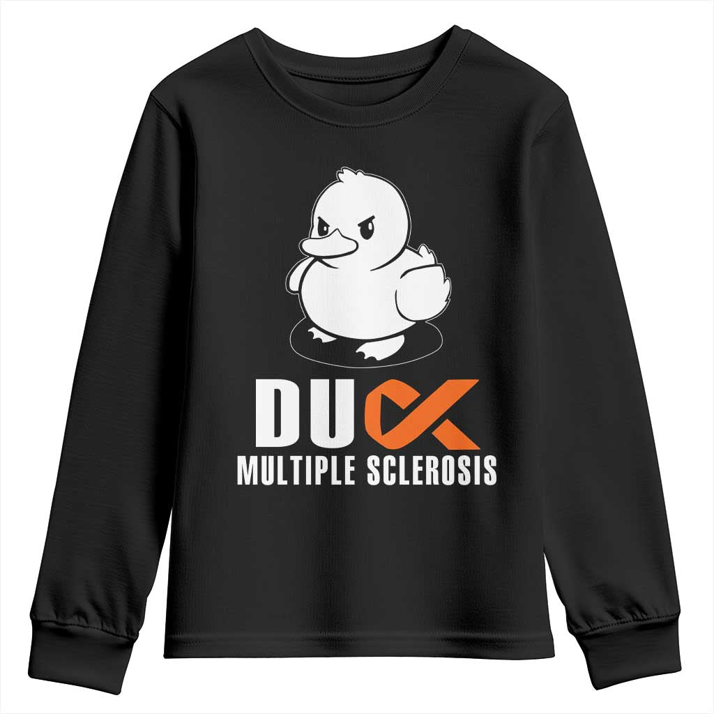 Duck Multiple Sclerosis Awareness Youth Sweatshirt Orange Ribbon MS Support Squad TS10 Black Print Your Wear