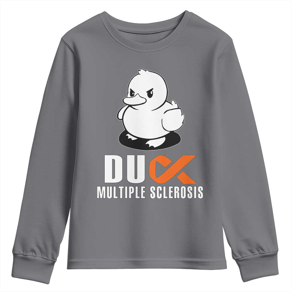 Duck Multiple Sclerosis Awareness Youth Sweatshirt Orange Ribbon MS Support Squad TS10 Charcoal Print Your Wear
