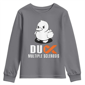 Duck Multiple Sclerosis Awareness Youth Sweatshirt Orange Ribbon MS Support Squad TS10 Charcoal Print Your Wear