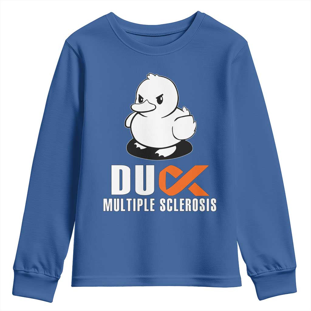 Duck Multiple Sclerosis Awareness Youth Sweatshirt Orange Ribbon MS Support Squad TS10 Royal Blue Print Your Wear