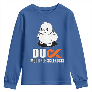 Duck Multiple Sclerosis Awareness Youth Sweatshirt Orange Ribbon MS Support Squad TS10 Royal Blue Print Your Wear