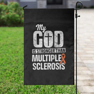 God Stronger Multiple Sclerosis Awareness Garden Flag Orange Ribbon MS Support Squad TS10 Print Your Wear