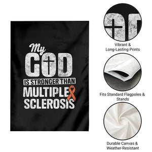 God Stronger Multiple Sclerosis Awareness Garden Flag Orange Ribbon MS Support Squad TS10 Print Your Wear