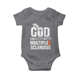 God Stronger Multiple Sclerosis Awareness Baby Onesie Orange Ribbon MS Support Squad TS10 Charcoal Print Your Wear