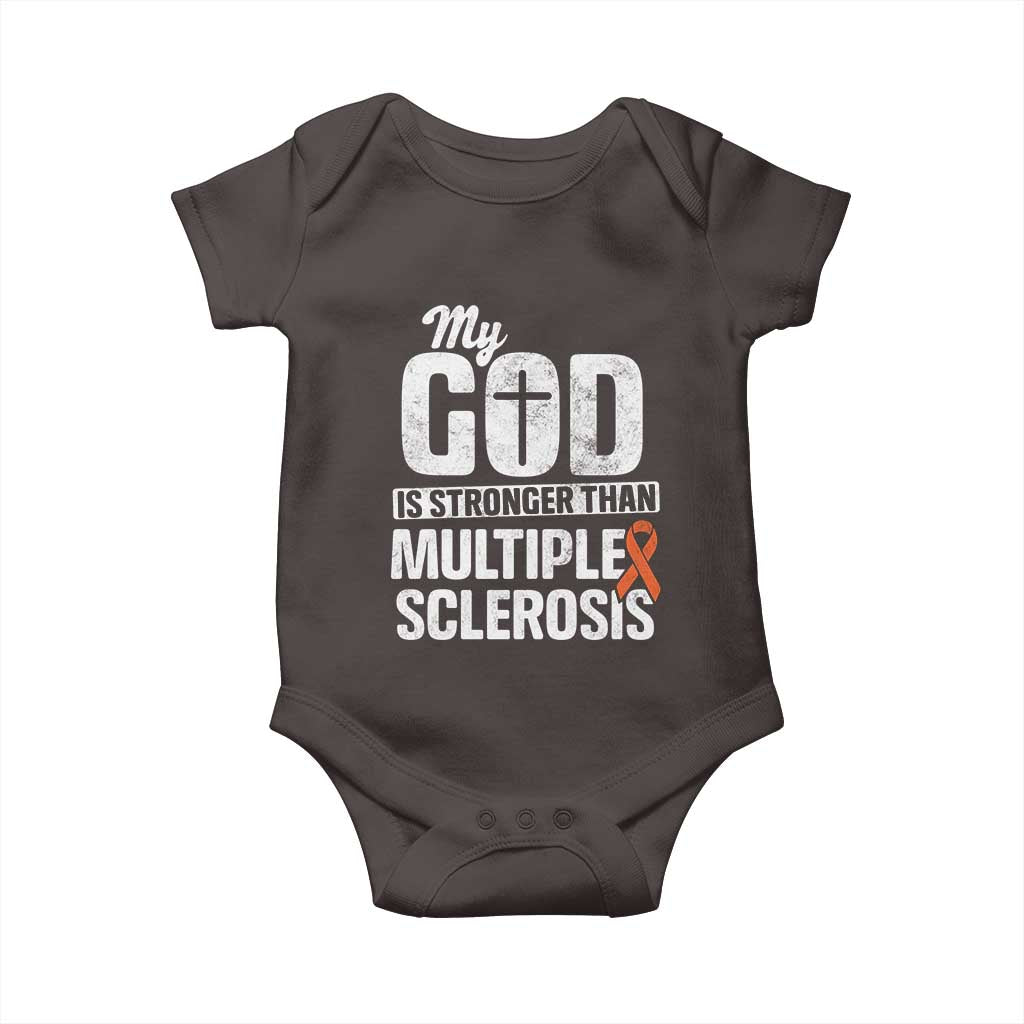 God Stronger Multiple Sclerosis Awareness Baby Onesie Orange Ribbon MS Support Squad TS10 Dark Chocolate Print Your Wear