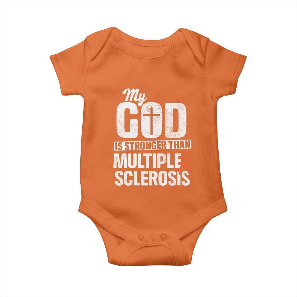 God Stronger Multiple Sclerosis Awareness Baby Onesie Orange Ribbon MS Support Squad TS10 Orange Print Your Wear