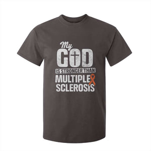 God Stronger Multiple Sclerosis Awareness T Shirt For Kid Orange Ribbon MS Support Squad TS10 Dark Chocolate Print Your Wear
