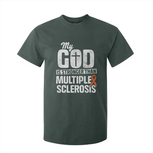 God Stronger Multiple Sclerosis Awareness T Shirt For Kid Orange Ribbon MS Support Squad TS10 Dark Forest Green Print Your Wear