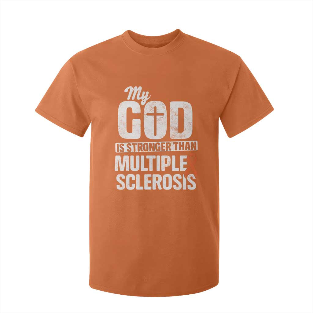 God Stronger Multiple Sclerosis Awareness T Shirt For Kid Orange Ribbon MS Support Squad TS10 Orange Print Your Wear