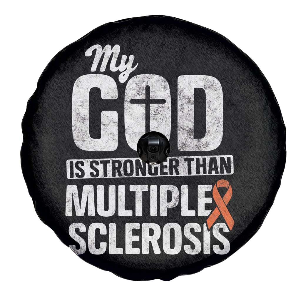 God Stronger Multiple Sclerosis Awareness Spare Tire Cover Orange Ribbon MS Support Squad TS10 Print Your Wear