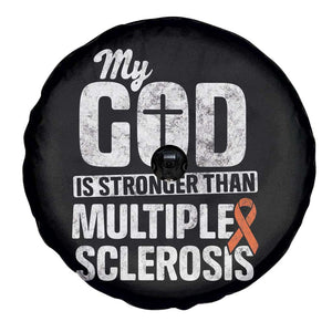 God Stronger Multiple Sclerosis Awareness Spare Tire Cover Orange Ribbon MS Support Squad TS10 Print Your Wear