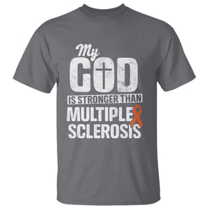 God Stronger Multiple Sclerosis Awareness T Shirt Orange Ribbon MS Support Squad TS10 Charcoal Print Your Wear