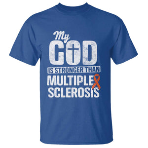 God Stronger Multiple Sclerosis Awareness T Shirt Orange Ribbon MS Support Squad TS10 Royal Blue Print Your Wear
