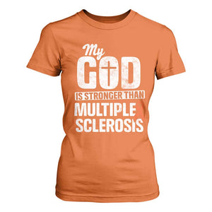 God Stronger Multiple Sclerosis Awareness T Shirt For Women Orange Ribbon MS Support Squad TS10 Orange Print Your Wear