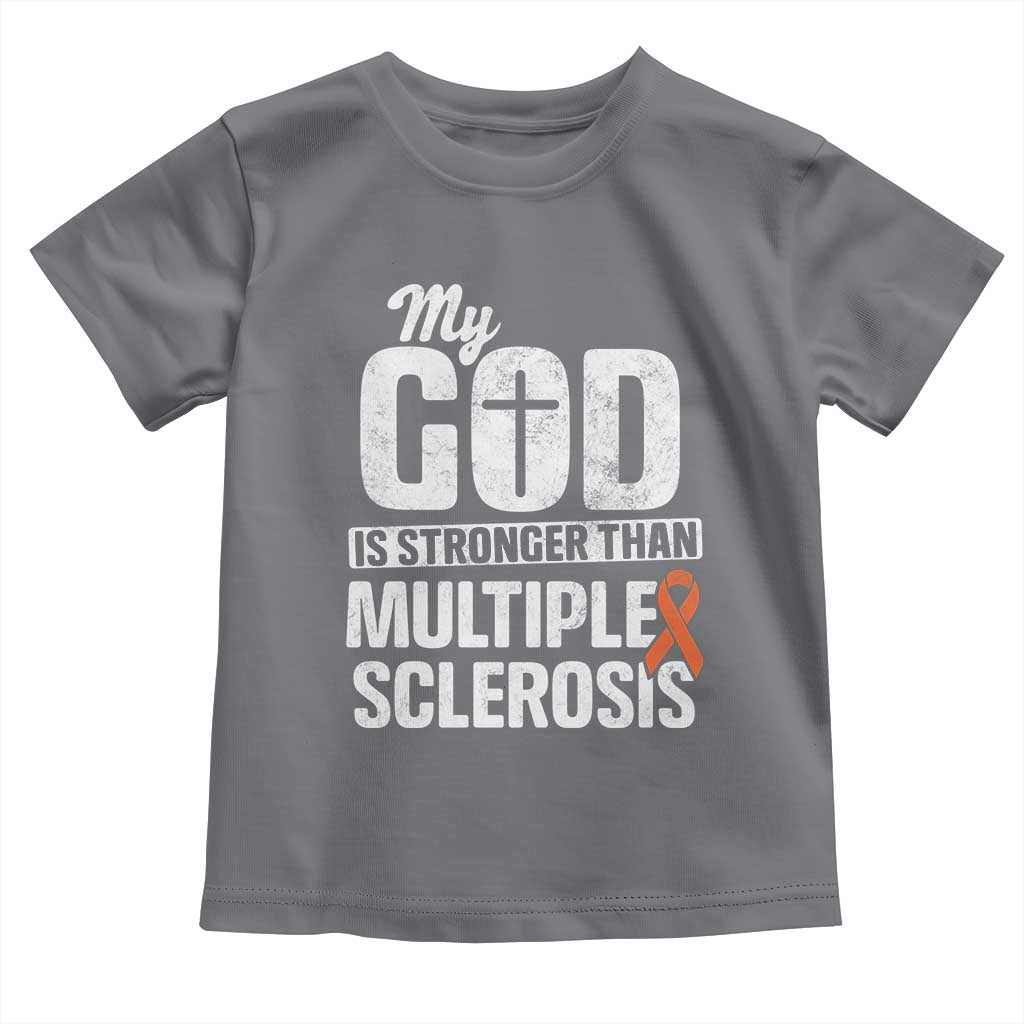 God Stronger Multiple Sclerosis Awareness Toddler T Shirt Orange Ribbon MS Support Squad TS10 Charcoal Print Your Wear