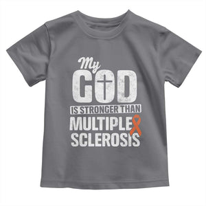 God Stronger Multiple Sclerosis Awareness Toddler T Shirt Orange Ribbon MS Support Squad TS10 Charcoal Print Your Wear