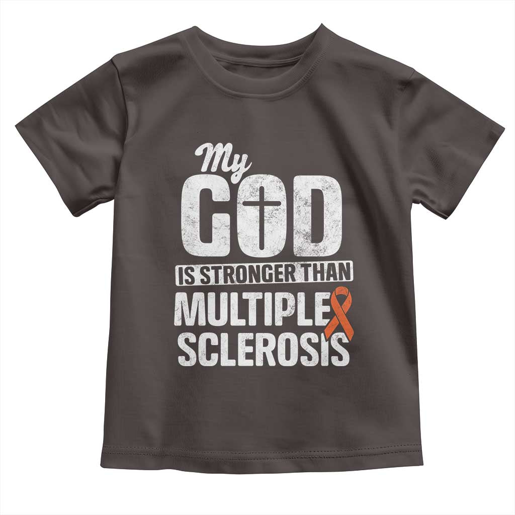 God Stronger Multiple Sclerosis Awareness Toddler T Shirt Orange Ribbon MS Support Squad TS10 Dark Chocolate Print Your Wear