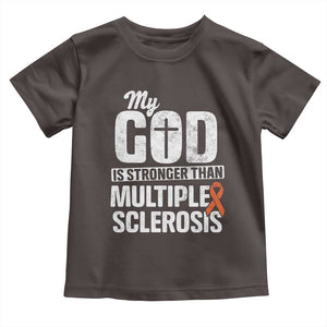 God Stronger Multiple Sclerosis Awareness Toddler T Shirt Orange Ribbon MS Support Squad TS10 Dark Chocolate Print Your Wear