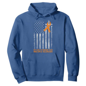 God Stronger Multiple Sclerosis Awareness Hoodie Orange Ribbon Christian US USA Flag American Christ Cross TS10 Royal Blue Print Your Wear