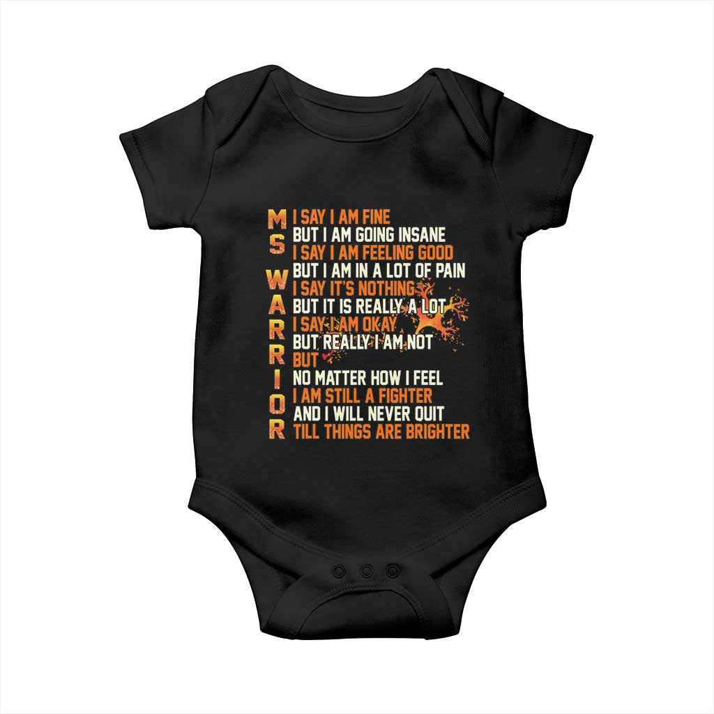 Multiple Sclerosis Awareness Baby Onesie Fight MS Orange Ribbon TS10 Black Print Your Wear