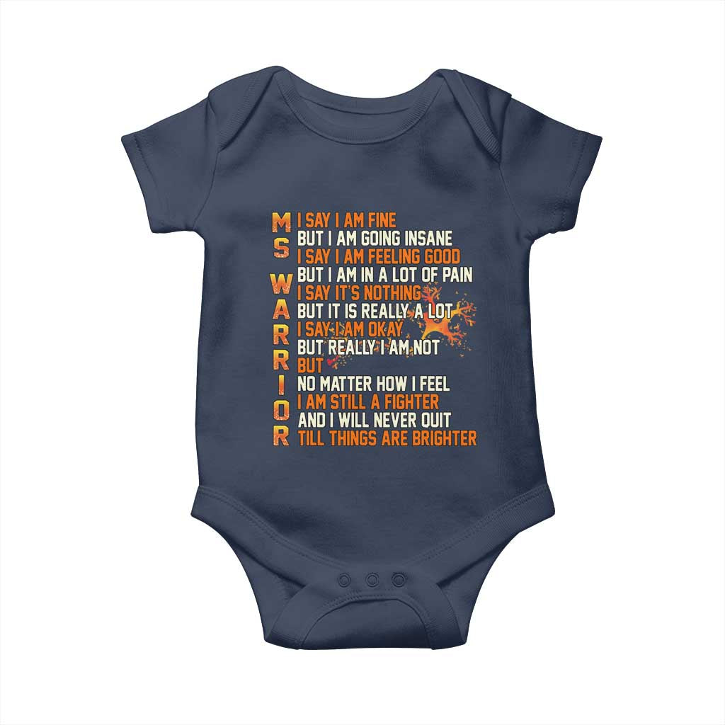 Multiple Sclerosis Awareness Baby Onesie Fight MS Orange Ribbon TS10 Navy Print Your Wear