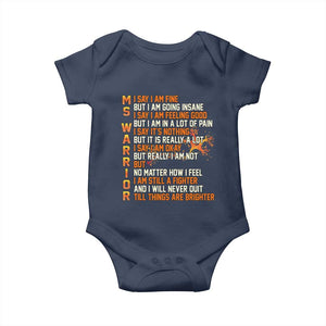 Multiple Sclerosis Awareness Baby Onesie Fight MS Orange Ribbon TS10 Navy Print Your Wear
