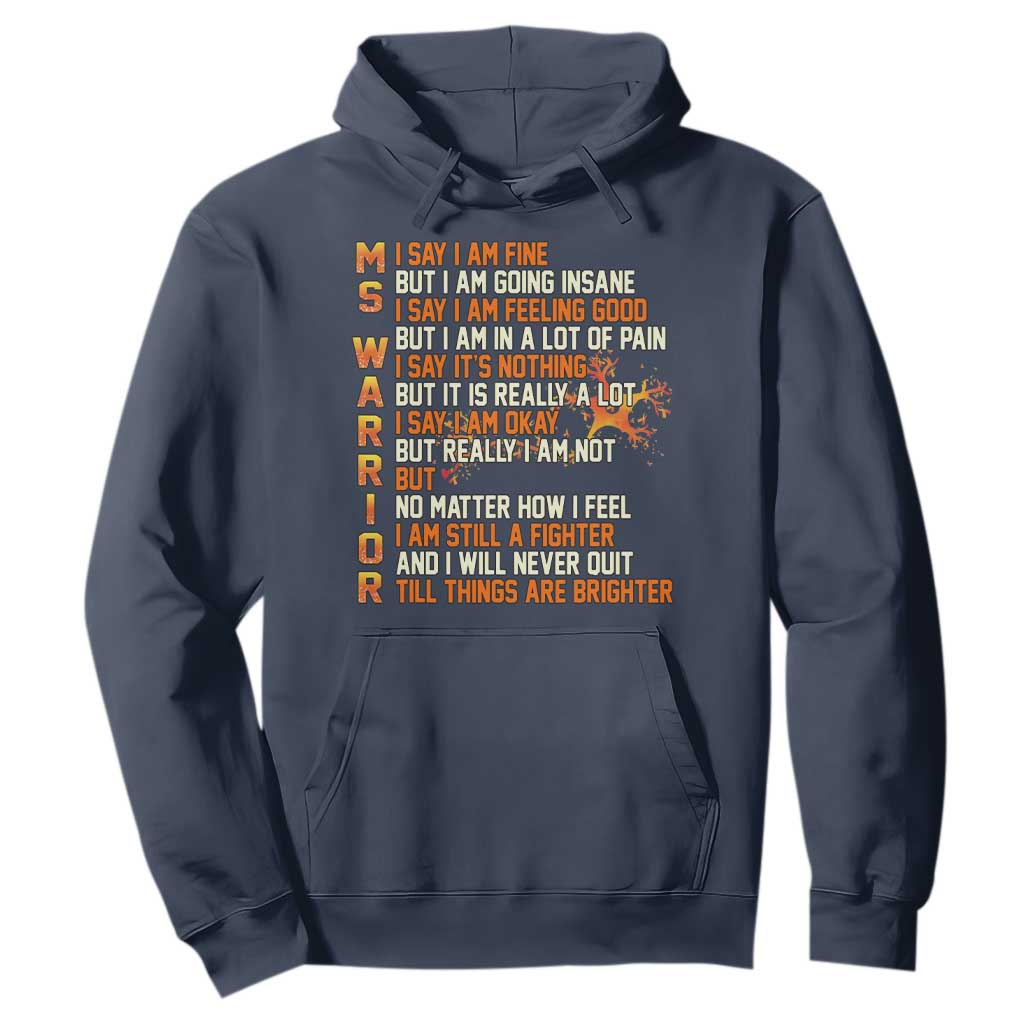 Multiple Sclerosis Awareness Hoodie Fight MS Orange Ribbon TS10 Navy Print Your Wear