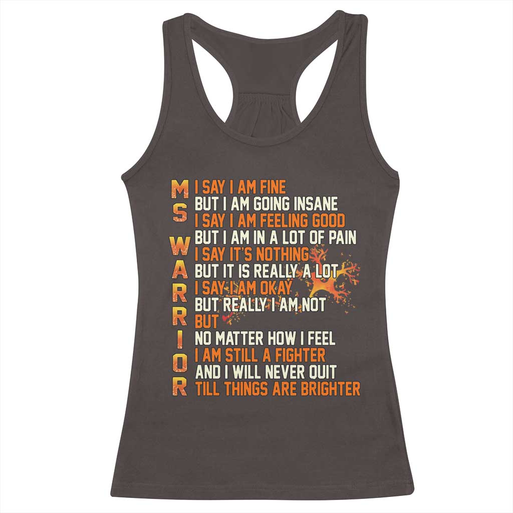 Multiple Sclerosis Awareness Racerback Tank Top Fight MS Orange Ribbon TS10 Dark Chocolate Print Your Wear