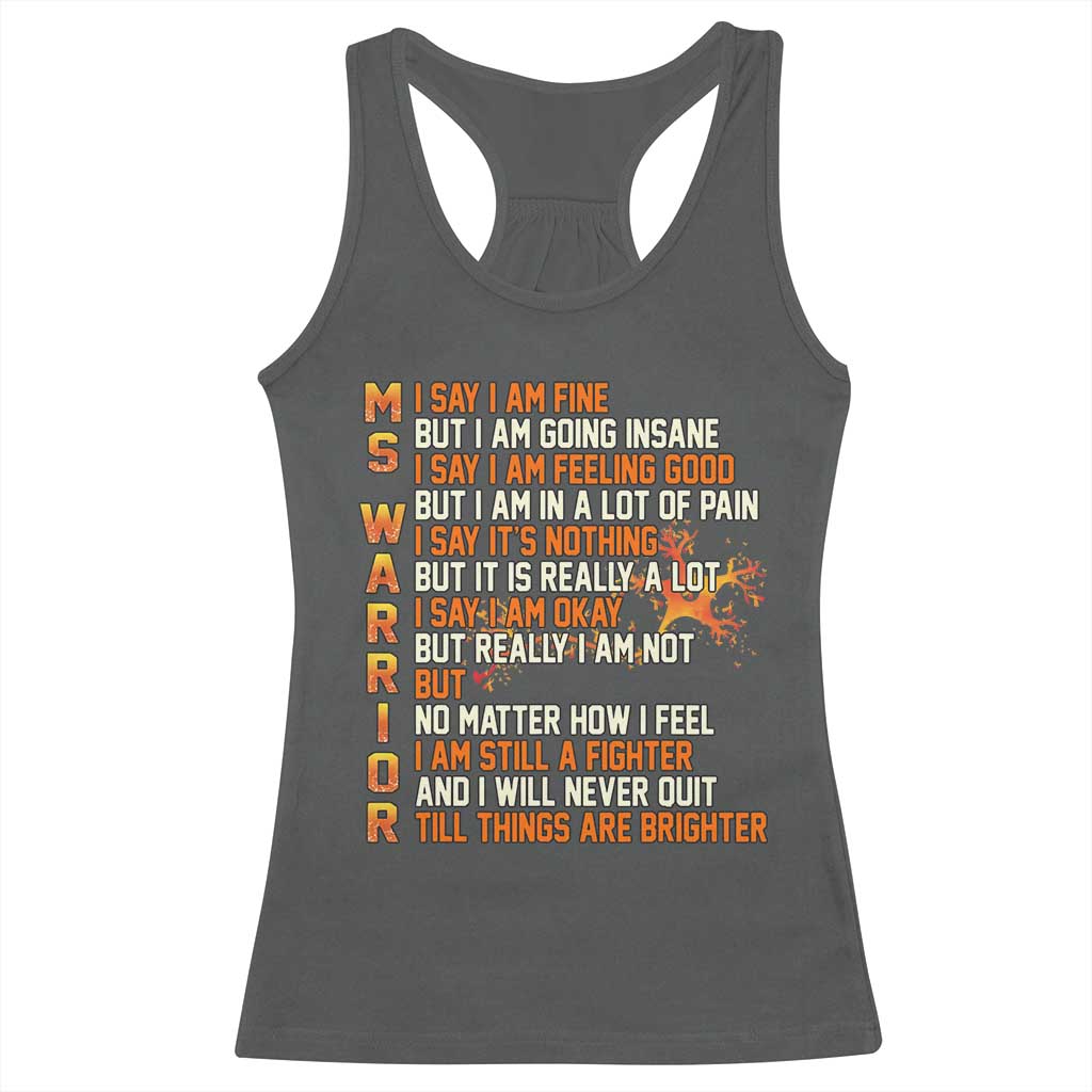 Multiple Sclerosis Awareness Racerback Tank Top Fight MS Orange Ribbon TS10 Dark Heather Print Your Wear