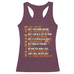 Multiple Sclerosis Awareness Racerback Tank Top Fight MS Orange Ribbon TS10 Maroon Print Your Wear