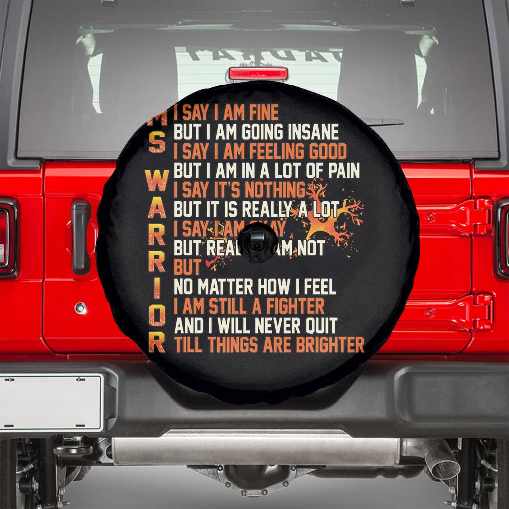 Multiple Sclerosis Awareness Spare Tire Cover Fight MS Orange Ribbon TS10 Black Print Your Wear