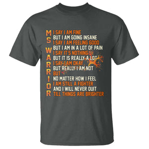 Multiple Sclerosis Awareness T Shirt Fight MS Orange Ribbon TS10 Dark Heather Print Your Wear
