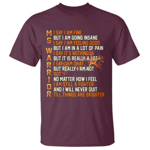 Multiple Sclerosis Awareness T Shirt Fight MS Orange Ribbon TS10 Maroon Print Your Wear
